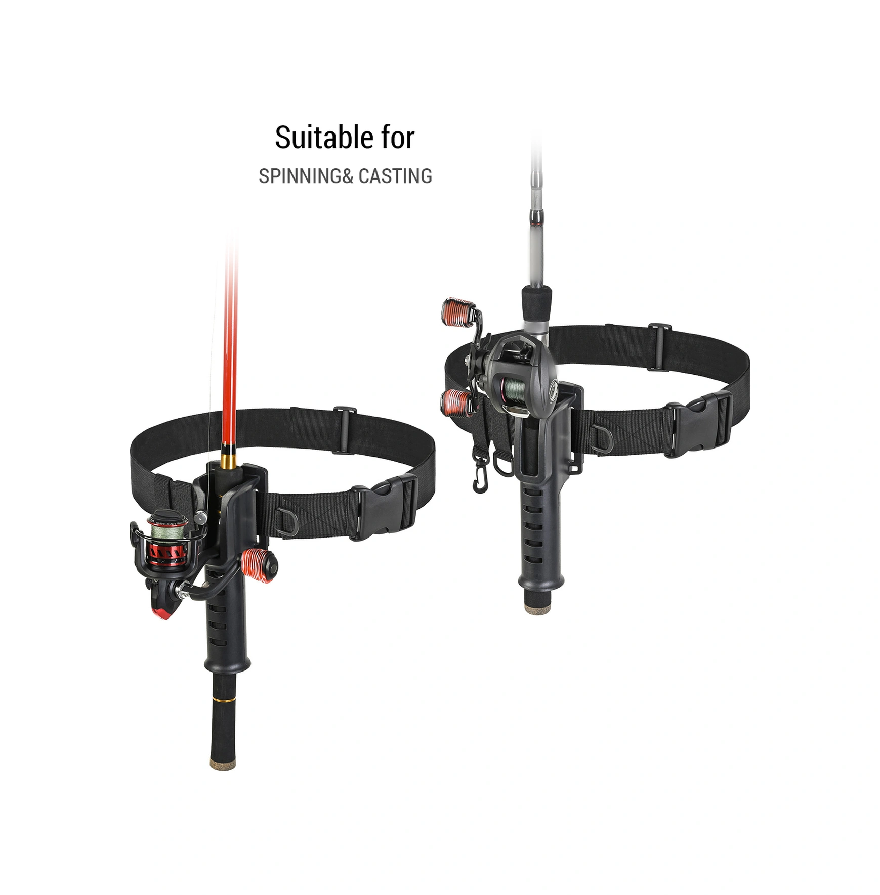 Youtek Askılı Balıkçılık Çubuğu Tutucu Bel Kemeri - Yeşil Renk, Oxford Kumaş-nilon-alloy Malzeme, 20-135cm Uzunluk Aralığı