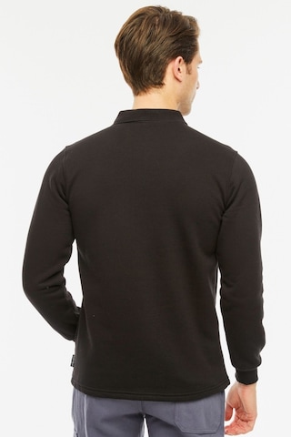 Uniprom Sweatshirt Polo Yaka İçi Polarlı 3 Iplik Pamuklu Normal Kesim Erkek Siyah