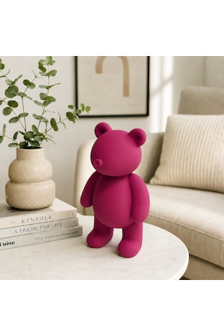 Dekoratif Ayı Biblo 24 Cm 3d Baskı Pembe Mor Vişne Modern Ev Dekoru Bordo