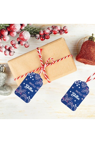 Yılbaşı Mutlu Yıllar Yazılı Hediye Etiketi, Çiçek Temalı Yeniyıl