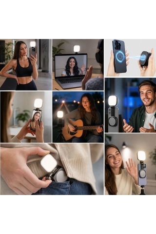 Buffer Çıkarılabilir Ayna Özellikli Manyetik Cep Telefonu Led Video Işığı, 5 Farklı Işık Modu Ve 5 Kademeli Işık Gücü A
