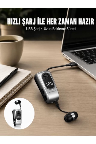 Northcity Dijital Ekranlı Bluetooth Kulaklık - Titreşimli Bildirim & 25 Saat Pil Ömrü