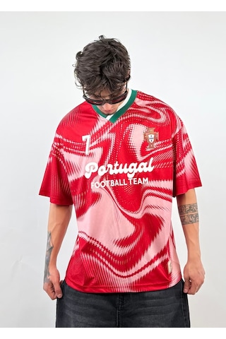 Zaee Portugal 7 Oversize Foootball Jearsy Forma Kırmızı