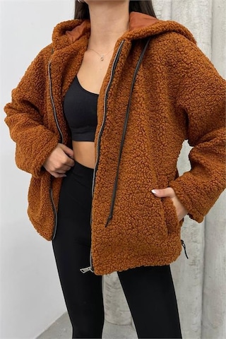 Kadın Taba Fermuar Detaylı İthal Peluş Dpnbdm5000 Taba