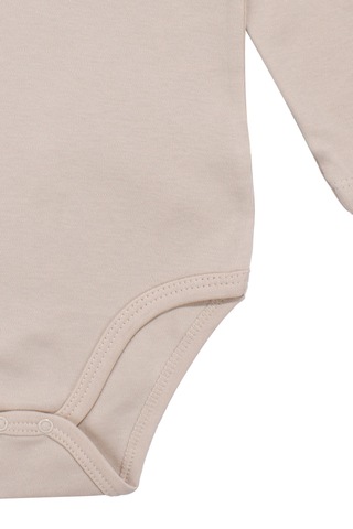 Bebegen Unisex Yuvarlak Yaka Bej Düz Çıtçıtlı Body Zıbın Çok Renkli