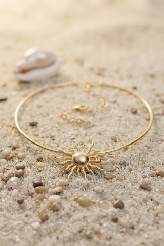 Güneş Model Gold Renk Choker Kadın Kolye - Lisinya Altın