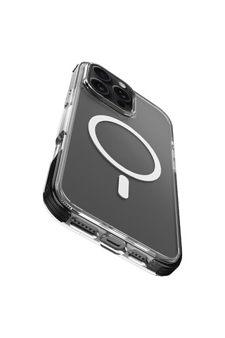 Apple iPhone 16 Pro Max Kılıf Magsafe Uyumlu Airbag Tasarımlı Raptic Clear Serisi Şeffaf Kapak Siyah
