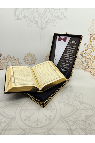 Damat Bohçası İçin Siyah Reşal Kutulu Kuran-ı Kerim Özel İsim V