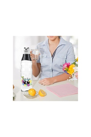 Panda Desenli Cam Şişe 1 Lt Şişe Temizleme Fırçası Hediye