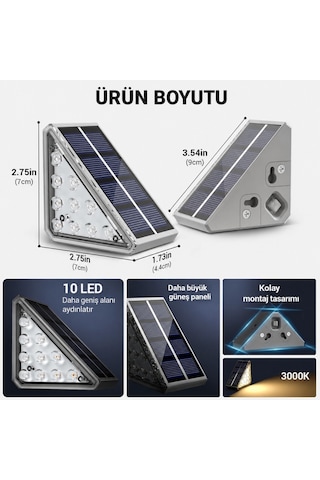 6'lı Solar Basamak Işığı 10 Led Güneş Enerjili Merdiven Bahçe Aydınlatması