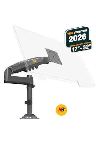 Monitör Standı North Bayou H100 2026 Yeni Model Amortisörlü Tekli Monitör Standı Gri 17-32 Inç - 2-9 Kg