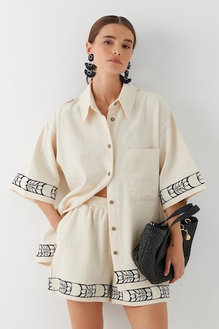 Şortlu Bambu Takım Bej Bej