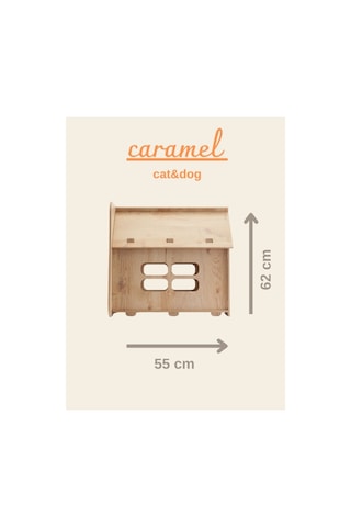 Kedi Köpek Evi Caramel 30 50 Yıkanabilir Kumaş Minder Ve Yatak Dahil