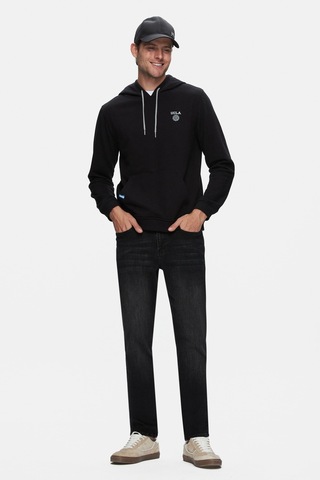 Ucla Nevada Siyah Kapüşonlu Baskılı Standard Fit Erkek Sweatshirt Siyah