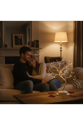 Led Lamba Masaüstü Peri Ağaç Gün Işığı Rengi 3 Kademeli Işık Ayarlı Şarj Edilebilir Dekor Amaçlı Ortam Aydınlatması .