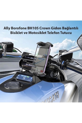 Borofone Bh105 Crown Gidon Bağlantılı Bisiklet Ve Motosiklet Telefon Tutucu Sıyah Çok Renkli