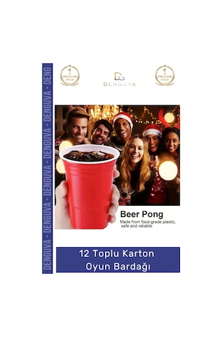 Oyunbardağı Renkli Büyük Boy Bira Kupası Karton Set Eğlenceli Aktivite Dayanıklı 12 Toplu Oyun Bard Çok Renkli