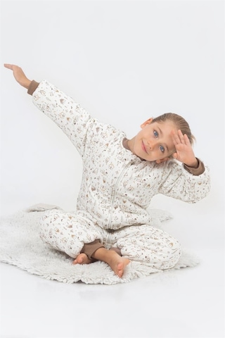 Kız Erkek Çocuk Kalın Elyaf Dolgulu Premium Kalite 2.5 Tog Desenli Uyku Tulumu Ekru - Kahverengi