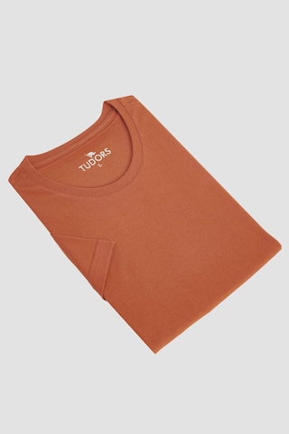 Tudors Erkek Slim Fit Dar Kesim %100 Organik Pamuk Yumuşak Dokulu Basic Tarçın Renk Bisiklet Yaka Tişört-31790-tarçın Tarçın