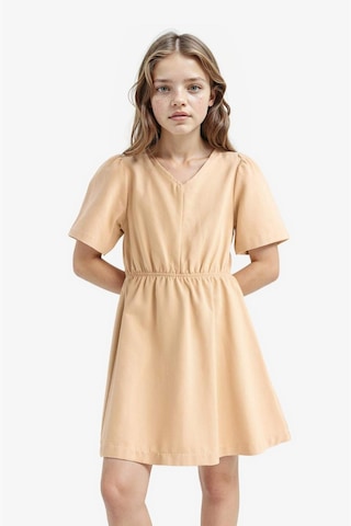 DeFacto Kız Çocuk Standart Fit V Yaka Gabardin Kısa Kollu Elbise E2645A825SMBG388 Bej