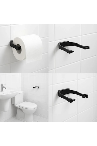 Siyah Tuvalet Kağıdı Tutucu Mat Kaplama Banyo Peçetelik Diğer