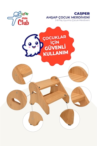Casper Ahşap Çocuk Merdiveni 3-8 Yaş Uyumlu Çocuk Merdiveni