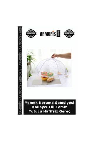 Yemek Koruma Şemsiyesi Kollaycı Tül Temiz Tutucu Hafifsiz Gereç Çok Renkli