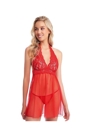 Night Light Boyundan Askılı Dantel Babydoll