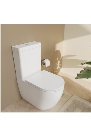 S55 Duvara Sıfır Kanalsız Klozet+rezervuar+iç Takım+klozet Kapağı Set Beyaz