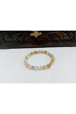 Doğal Sitrin Taşı Para Taşı Bileklik Sarı - Kahverengi