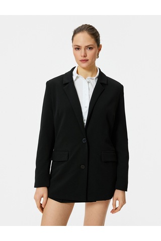 Koton Klasik Blazer Ceket Kapaklı Cepli Düğmeli Siyah 4sak50022uw Siyah