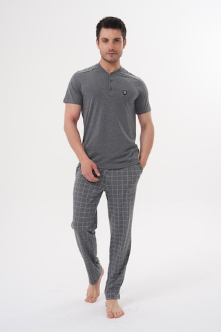 Mecit 2980 Füme Büyük Beden 3 Parça Erkek Şortlu Pijama Takımı Füme