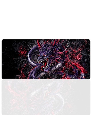 90x40 Cm Ejderha Desenli Oyuncu Gaming Mouse Pad Kaymaz Kauçuk Taban Fare Altlığı Xxl Mousepad Drake Serisi 003