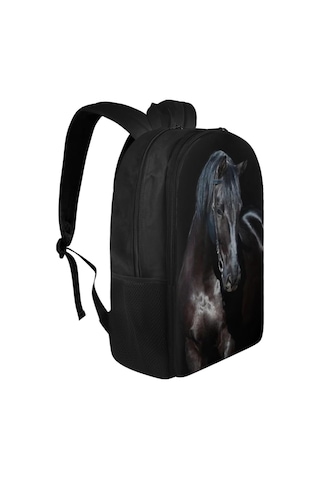 Okul Çantaları Çocuklar Kızlar Erkekler İçin Sırt Çantası 17 İnç Okul Sırt Çantası Günlük Günlük Seyahat Sırt Çantası Hayvan Siyah At