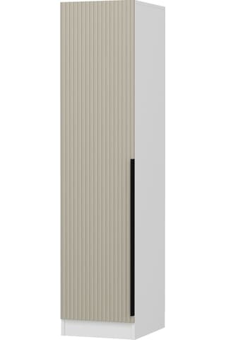 Minar Kale 1 Kapaklı Dolap Çizgili Mebran 210cm - Beyaz/kumtaşı - Askılıklı Çok Renkli