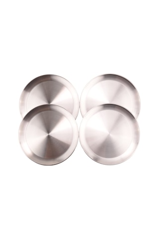 4 Paket 12 İnç Paslanmaz Çelik Pizza Pişirme Tepsisi, Pişirme Ve Kızartma İçin Gümüş