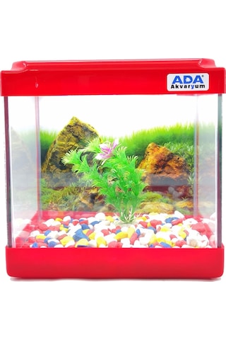 Ada Akvaryum Mini Akvaryum Seti Kırmızı 20 x 20 x 15 CM