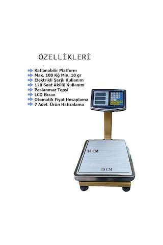 100 KG Terazi-Fiyat Hesaplamalı Tartı-Uzun Şarj Süresi