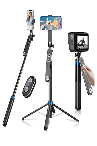 360 Ayarlanabilir Bluetooth Kumandalı 180 Cm Telefon Tripod Android İos Gopro Uyumlu