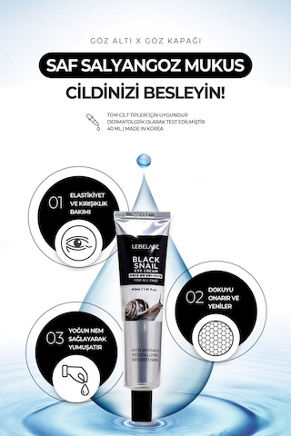 Lebelage Göz Çevresi Ve Göz Kapağı Için Saf Salyangoz Mukus Yoğun Onarıcı Ve Elastikiyet Kremi