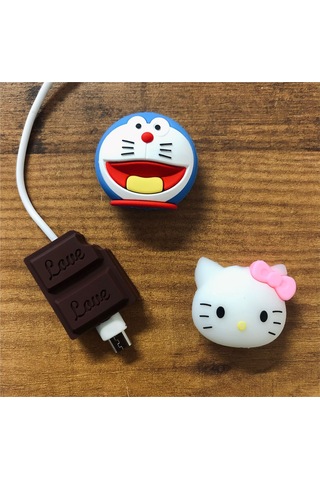 Sevimli Silikon Koruyucu İphone Uyumlu Samsung Huawei Kablo Koruyucu - Şarj Aleti Kulaklık Için 4'lü Set