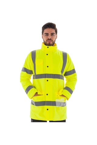 Yüksek Görünürlüklü Reflektörlü Kaban, Fosforlu Sarı -61E366-