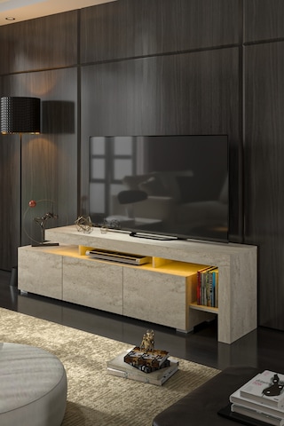 Luma Led Işıklı Tv Ünitesi Traverten