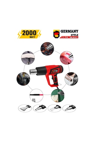 Germany Style MS-5235 Sıcak Hava Tabancası + 5 Parça Aksesuar Taşıma Çantalı