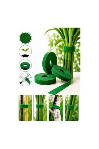 Mucit Home 5 Metre 1 Cm Bahçe Bitki Fide Bağlama Bandı Çırt Çırt Bant Kablo Düzenleyici Bant