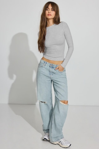 Madmext Gri Bisiklet Yaka Slim Fit Kadın Body Mg2564 Gri