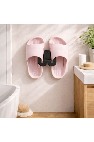 Terlik Askılığı Duvara Yapışan Banyo Terlik Tutucu Delmeden Montaj Çok Renkli Siyah