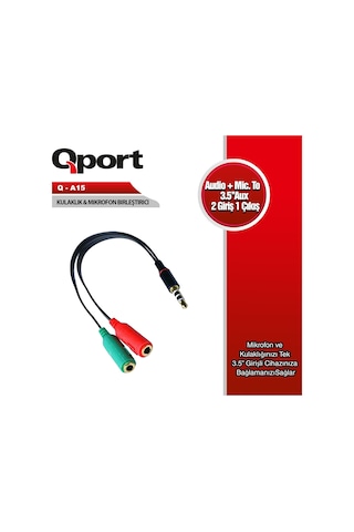 Qport Q-a15 Audio+mic 3.5mm 15cm Kulaklık Çeviri-188750