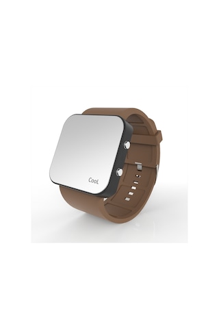 Cool Watch Saat - Siyah Led Kasa - Kahverengi Kayış Unisex Pembe