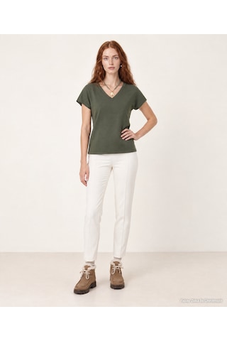 Yargıcı Regular V Yaka Kısa Kol T-shirt 26kkts9023x 007 Haki